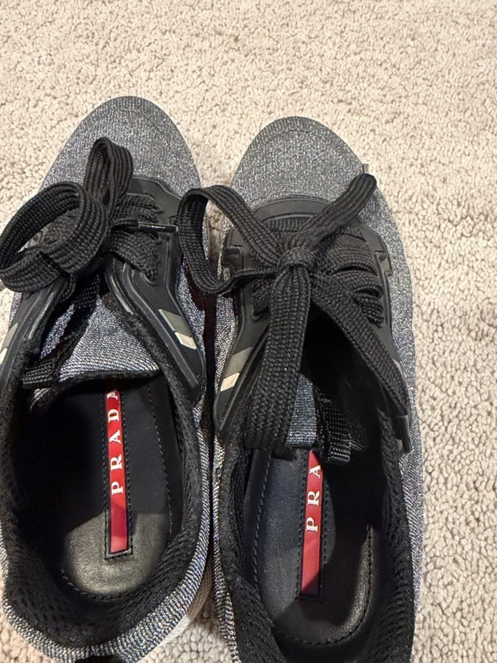 Prada Black and Silver Women's Sneakers - Picture 4 of 6